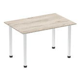 Impulse 1200mm Straight Table Grey Oak Top Chrome Post Leg I003615 DD